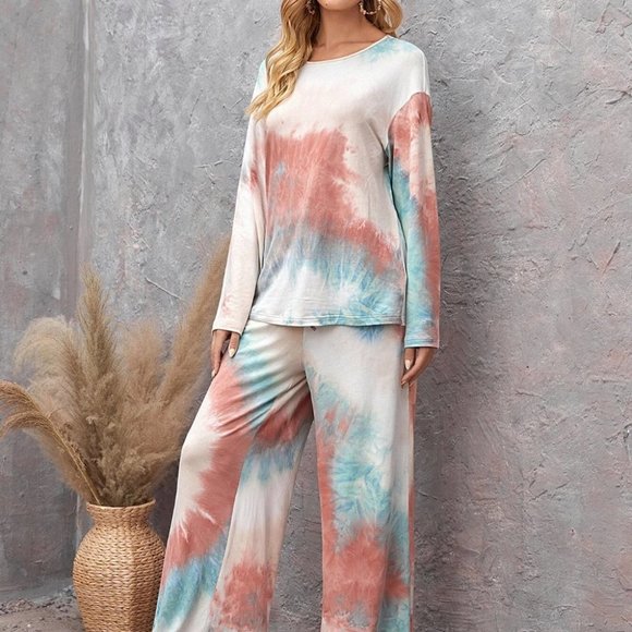 Multicolor Boho Womens tie dye Pants & Tee Set coord set - Picture 5 of 5